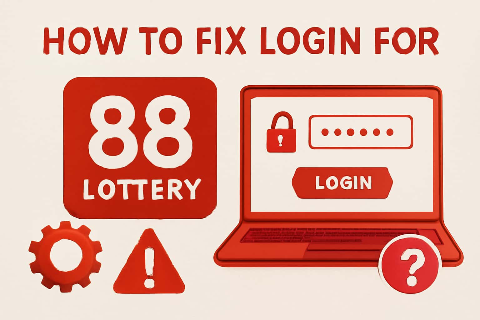 Illustration of troubleshooting steps for logging into 88 Lottery.