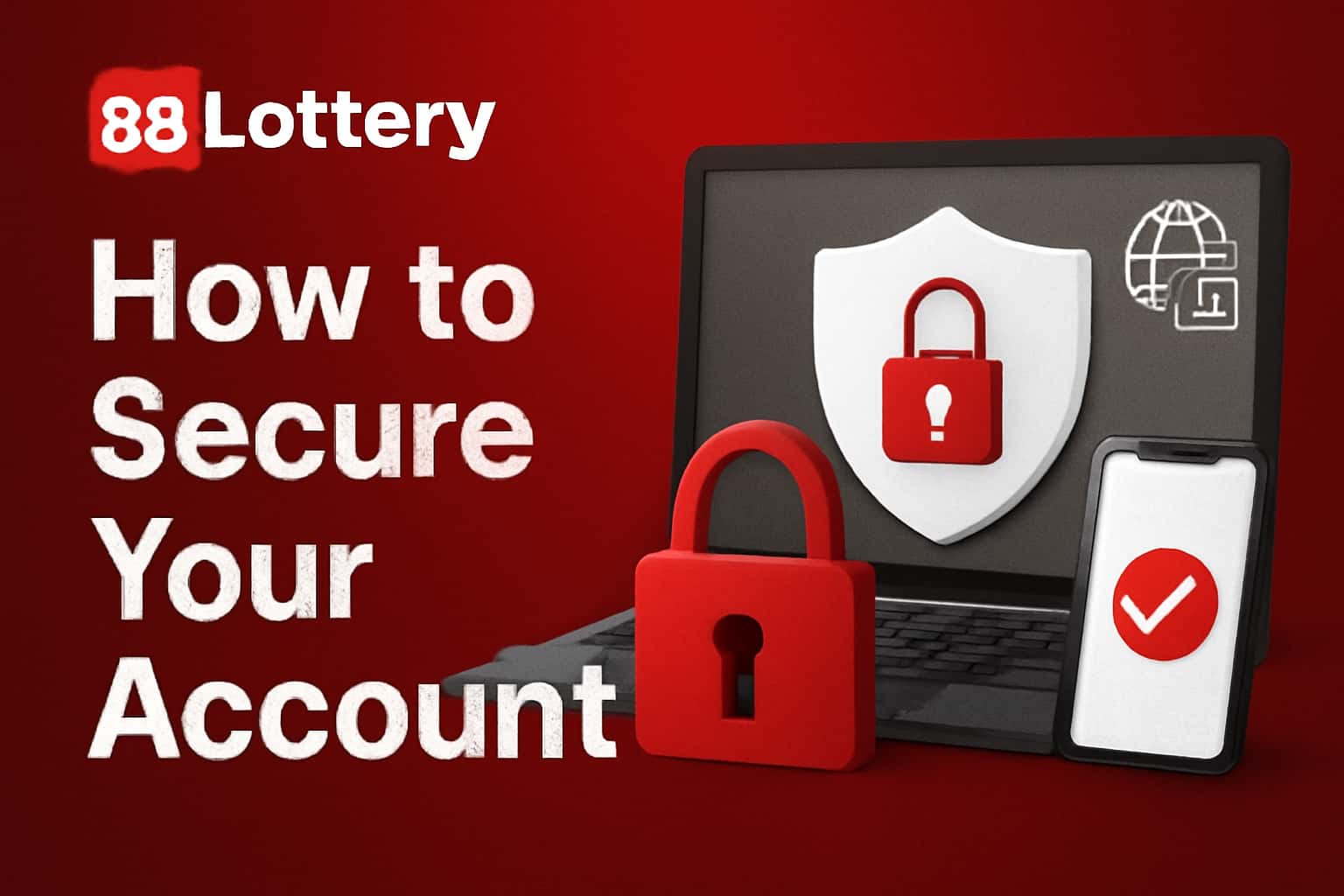An informational graphic illustrating security tips for 88 Lottery account protection.